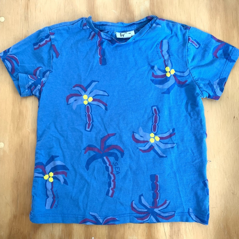 Italian Kids cotton Shirt with Tropical Palm Tree Print 2-3T